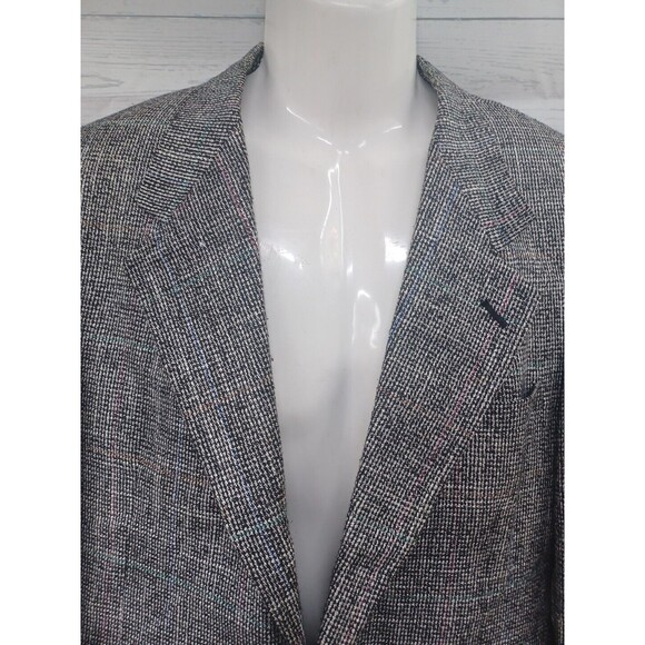 Vtg Evan Picone Mens Blazer Jacket Sz 40 Silk Tweed 2 Button Black White Red - Picture 2 of 11